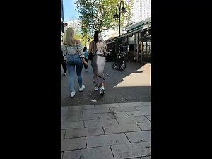 Shorty blonde got a phat ass in tight blue jeans Picture 5