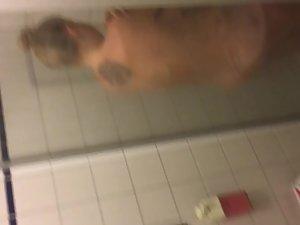 Peeping on tattooed chunky girl in shower Picture 5