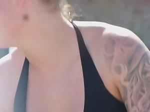 Unique tattoos and hot ass in thong bikini Picture 5