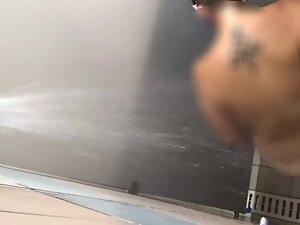 Voyeur caught two naked girls in swimming pool lockers