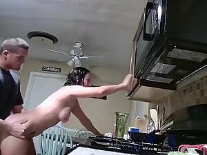 Fucking and high five after sex in kitchen Picture 2