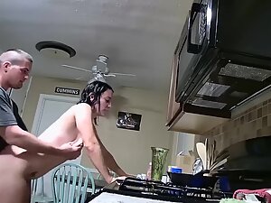Fucking and high five after sex in kitchen Picture 4