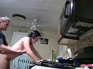 Fucking and high five after sex in kitchen Picture 5
