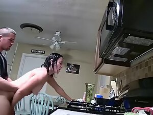 Fucking and high five after sex in kitchen Picture 6