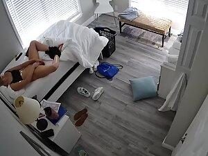 Spying on hot girl using hairbrush as dildo in hotel room Picture 5