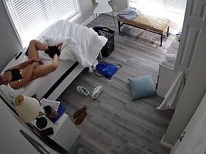 Spying on hot girl using hairbrush as dildo in hotel room Picture 6