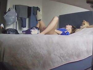 Spying her masturbating and making selfies with rubber penis Picture 7