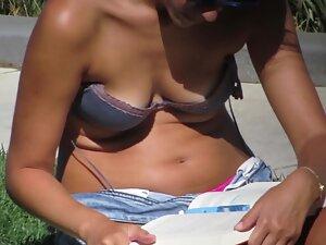 Sweet tits slipping out of a bra in the park Picture 3
