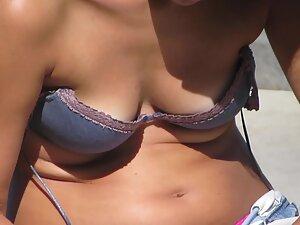 Sweet tits slipping out of a bra in the park Picture 4