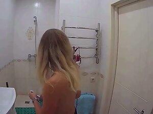 Hidden cam caught fit shorty naked in shower Picture 6