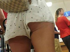 Seeing everything inside attractive girl's romper shorts Picture 7