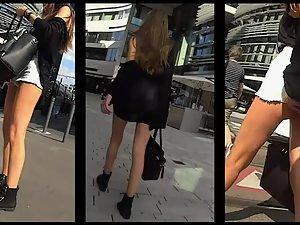 Classy chick's butt is falling a bit out Picture 7