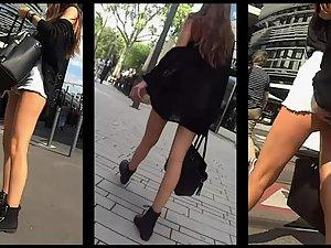 Classy chick's butt is falling a bit out Picture 8