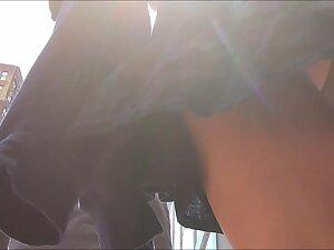 Pussy slip spotted in upskirt of hottie in all black Picture 4