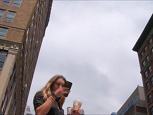 Pussy slip spotted in upskirt of hottie in all black Picture 7