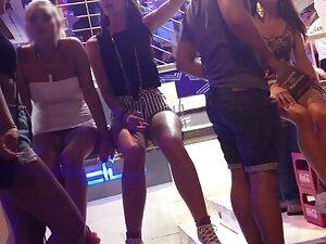 Pink thong in upskirt while she seductively smokes a cigarette Picture 5