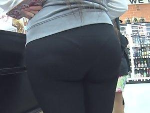 Visible thong panty line on very big ass
