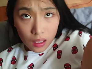 White guy cums fast from fucking tiny asian girlfriend Picture 8