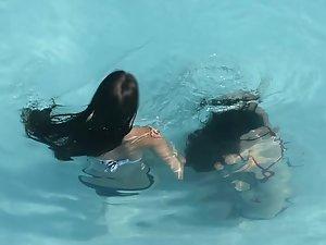 Epic busty girl having fun with friend in swimming pool Picture 4