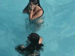 Epic busty girl having fun with friend in swimming pool Picture 7