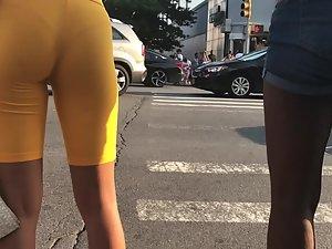 Black girl's thong is visible in orange shorts Picture 7