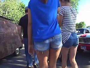 Voyeur busted by girl with a wedgie