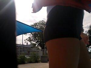 Bulgy vaginal mound in tight shorts Picture 8