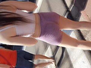 Incredible tight ass in tiny shorts caught at road crosswalk Picture 3