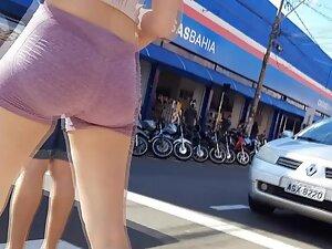 Incredible tight ass in tiny shorts caught at road crosswalk Picture 6
