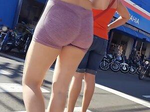Incredible tight ass in tiny shorts caught at road crosswalk Picture 8