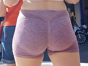 Incredible tight ass in tiny shorts caught at road crosswalk