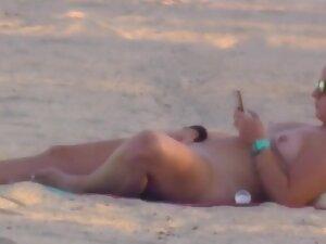 Nudist girl got caught while rubbing pussy on beach Picture 3