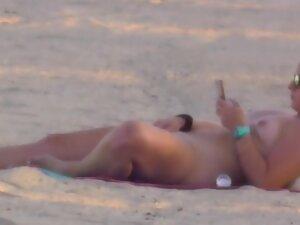 Nudist girl got caught while rubbing pussy on beach Picture 5