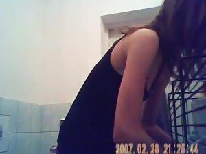 Thin teen girl slowly getting dressed Picture 3