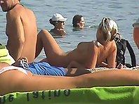 Nice semi nude women at a beach