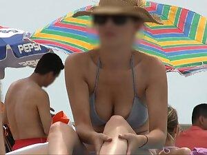 Sweet big nipple slips out of bikini top Picture 5