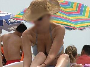 Sweet big nipple slips out of bikini top Picture 6