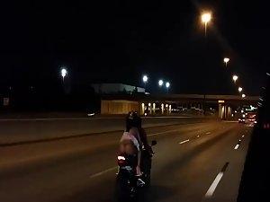 Bare butt in a thong on a motorcycle Picture 3