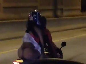 Bare butt in a thong on a motorcycle Picture 6