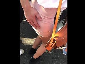Boyfriend can't stop touching her little butt