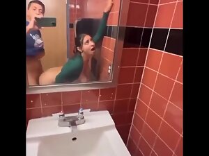 Silent sex and creampie in public toilet Picture 2