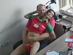 Security cam caught boss fucking a sexy coworker