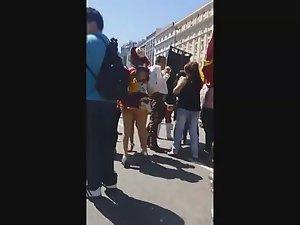 Peeping on uniformed girls in a parade Picture 5