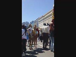 Peeping on uniformed girls in a parade Picture 6