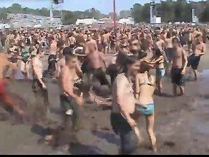 Muddy teens having fun on a rock festival Picture 4