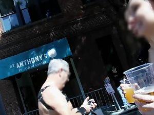 Party girl exposed her pale booty in fishnet outfit Picture 2