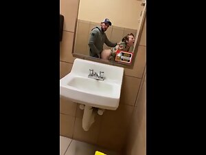 Frisky girlfriend wants sex in public toilet Picture 2