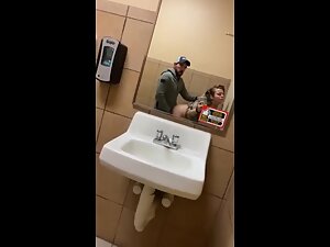 Frisky girlfriend wants sex in public toilet Picture 3