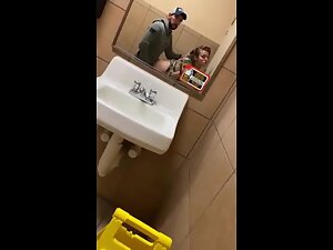 Frisky girlfriend wants sex in public toilet Picture 4