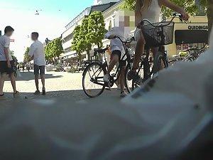 White panties of teen girl on bicycle Picture 4